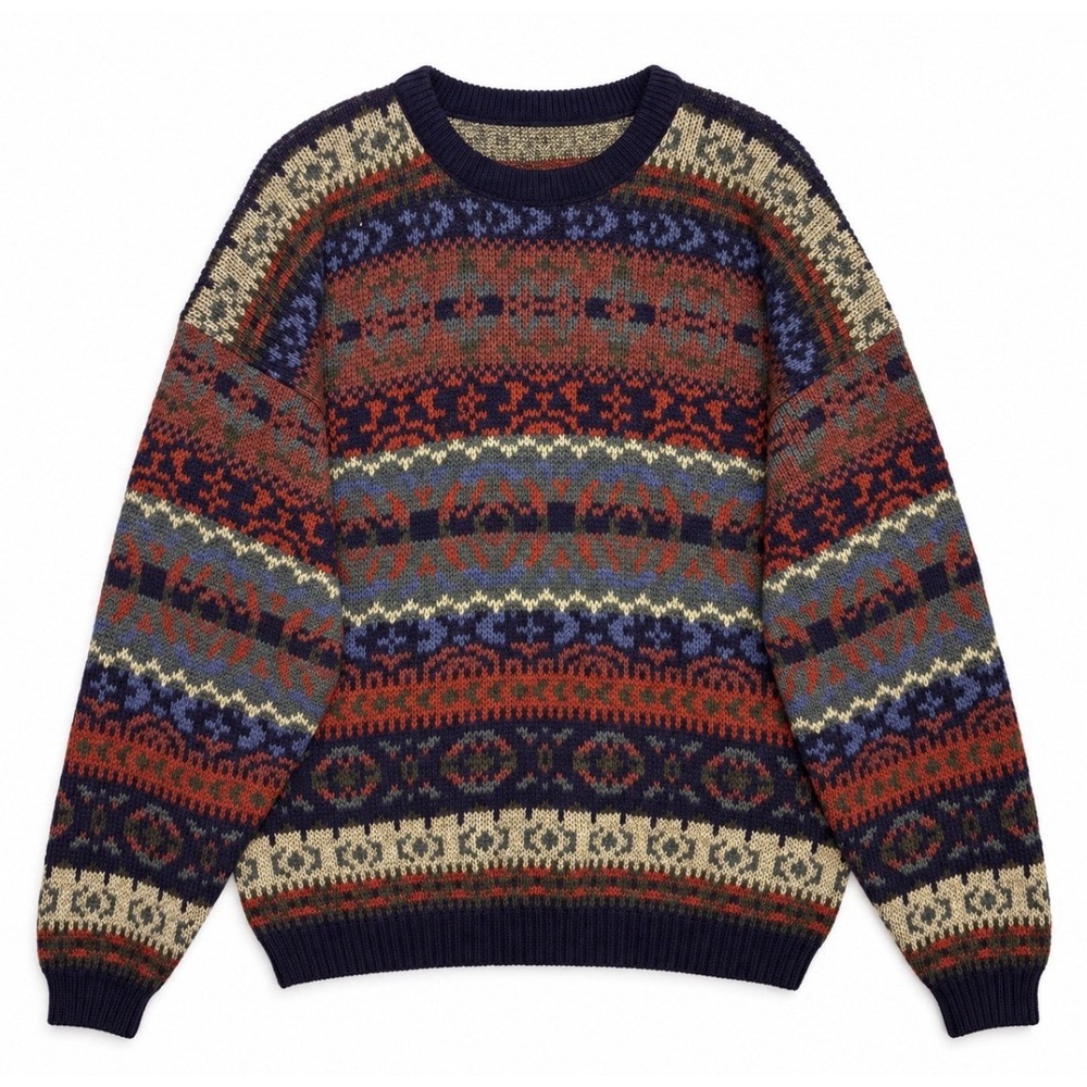 David Taylor Fair Isle Sweater Men's XL Grandpa Nordic Heritage Knit VTG Wool